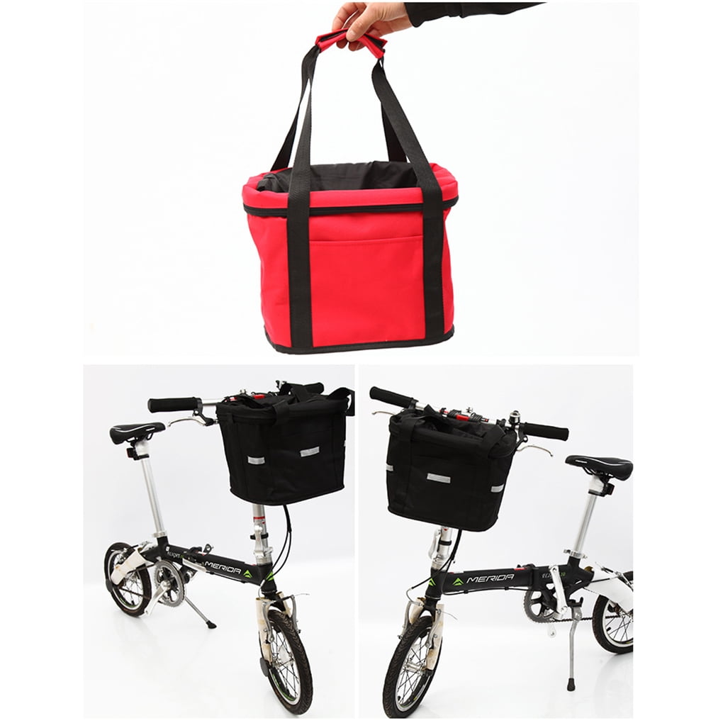 Foldable Front Bicycle Basket Holder Organizer Bike Removable Carrier Shop Bag